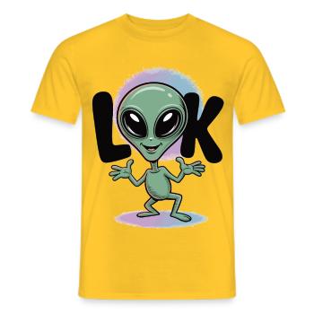 Alien T-Shirt Comic Space Look - Men's T-Shirt - yellow - Front - AI Model Male 178 dark (178cm)
