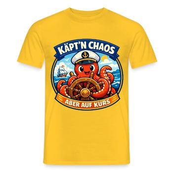 Käpt'n Chaos aber auf Kurs lustiger Oktopus - Männer T-Shirt - Gelb - Vorne - AI Model Male 178 dark (178cm)