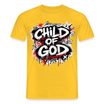 Child of God Graffiti Schriftzug - Männer T-Shirt - Gelb - Vorne - AI Model Male 178 dark (178cm)