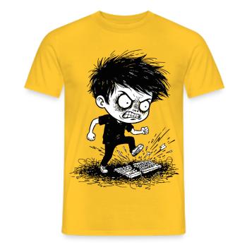 Gamer Colère Clavier Brisé Manga Noir Blan - T-shirt homme - jaune - Devant - AI Model Male 178 dark (178cm)