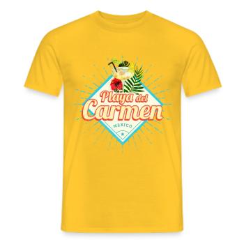 Playa del Carmen Mexiko Retro Cocktail Souvenir - Männer T-Shirt - Gelb - Vorne - AI Model Male 178 dark (178cm)