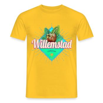 Willemstad Curacao Retro Holiday Caribbean Souvenir - Men's T-Shirt - yellow - Front - AI Model Male 178 dark (178cm)
