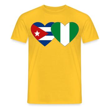 Drapeau du Nigeria Drapeau du cœur du Cuba - T-shirt homme - jaune - Devant - AI Model Male 178 dark (178cm)