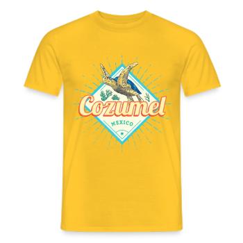 Cozumel Island in Mexico Retro Turtle Souvenir - Men's T-Shirt - yellow - Front - AI Model Male 178 dark (178cm)