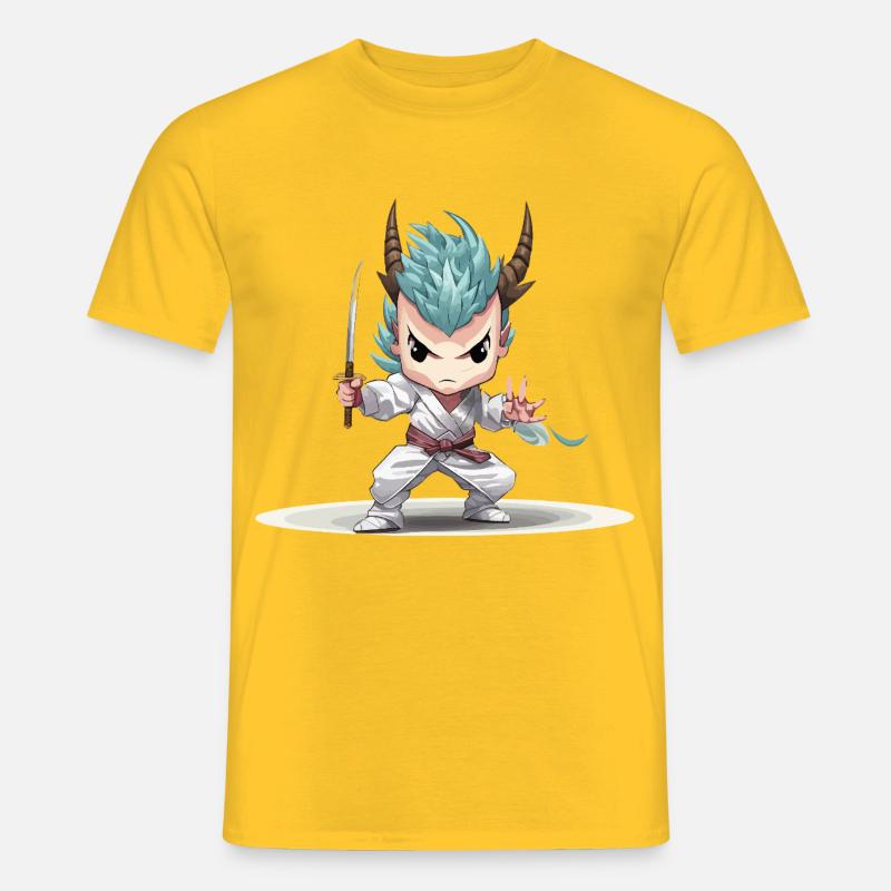 Chibi Warrior with Katana - Men’s T-shirt - yellow