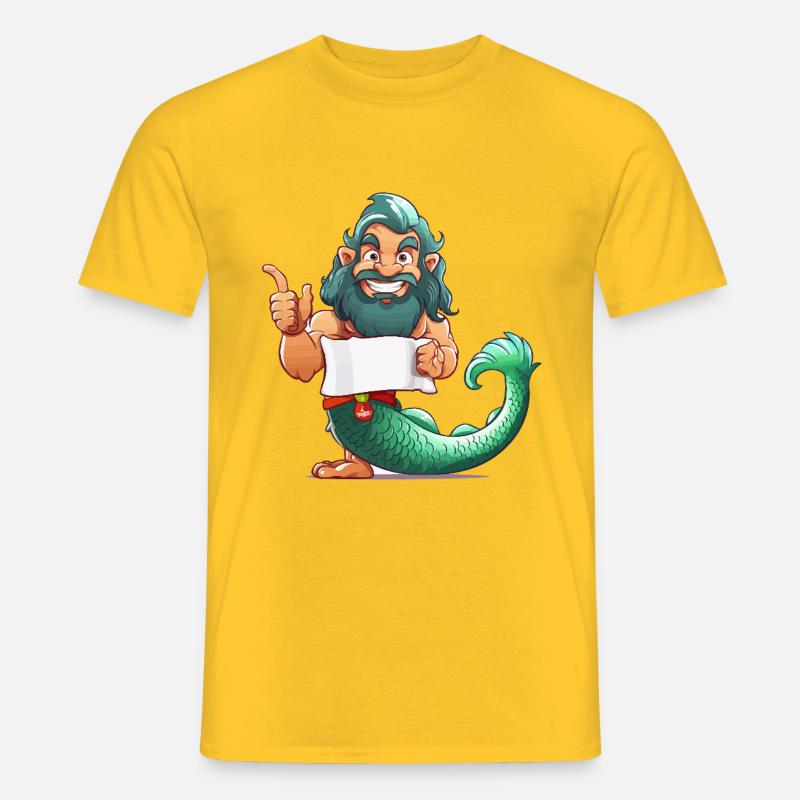 Meerheld mit Bart und Flosse - Männer T-Shirt - Gelb