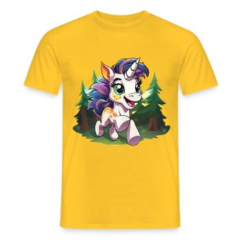 Bunter Waldunikorn im Glück - Männer T-Shirt - Gelb - Vorne - AI Model Male 178 dark (178cm)