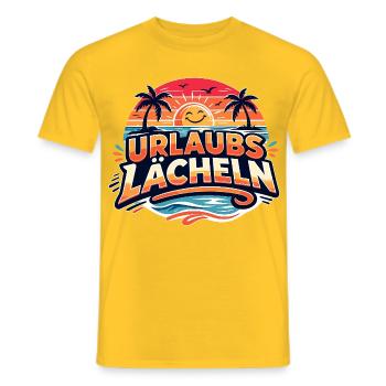 URLAUBS LÄCHELN Strand Retro Sommermotiv - Männer T-Shirt - Gelb - Vorne - AI Model Male 178 dark (178cm)