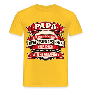 Papa auf der Suche nach dem besten Geschenk - Männer T-Shirt - Gelb - Vorne - AI Model Male 178 dark (178cm)