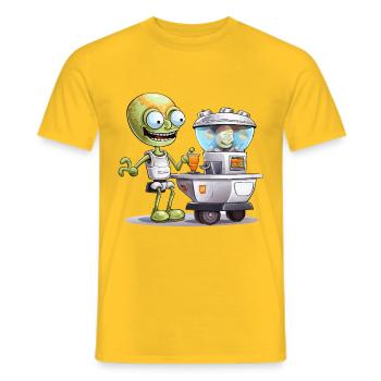 Außerirdischer Barkeeper im Space Bar - Männer T-Shirt - Gelb - Vorne - AI Model Male 178 dark (178cm)