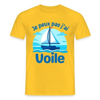 Voile et humour bateau - T-shirt homme - jaune - Devant - AI Model Male 178 dark (178cm)