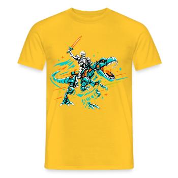Robo Dino Rider - Men's T-Shirt - yellow - Front - AI Model Male 178 dark (178cm)