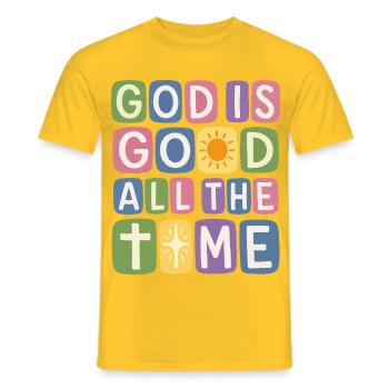 Dieu est bon en tout temps Foi rétro - T-shirt homme - jaune - Devant - AI Model Male 178 dark (178cm)