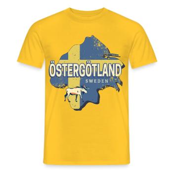 Östergötland Schweden Retro Provinz Souvenir - Männer T-Shirt - Gelb - Vorne - AI Model Male 178 dark (178cm)