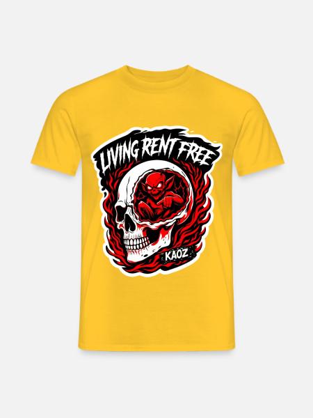 Mietfrei leben, Skull Flame - Männer T-Shirt - Gelb