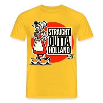 Holländische Trachten-Karikatur direkt aus Holland - Männer T-Shirt - Gelb - Vorne - AI Model Male 178 dark (178cm)