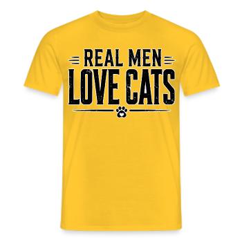 Echte Männer Lieben Katzen - Männer T-Shirt - Gelb - Vorne - AI Model Male 178 dark (178cm)