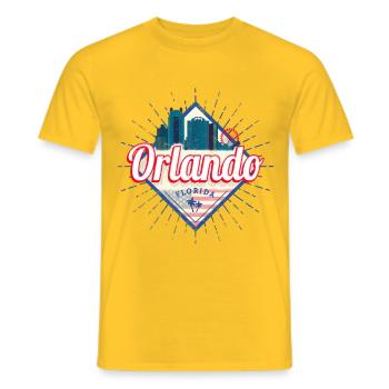 Orlando Florida in United States USA Design - Men's T-Shirt - yellow - Front - AI Model Male 178 dark (178cm)