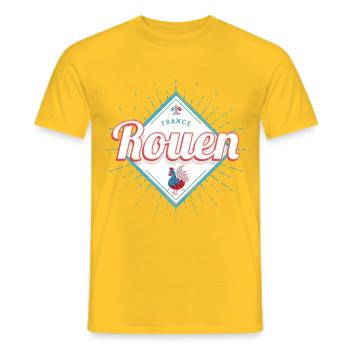 Rouen Normandie in Frankreich mit Hahn Souvenir - Männer T-Shirt - Gelb - Vorne - AI Model Male 178 dark (178cm)