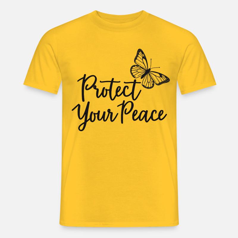 Proteggi la tua pace Farfalla Pace interiore - T-shirt uomo - giallo