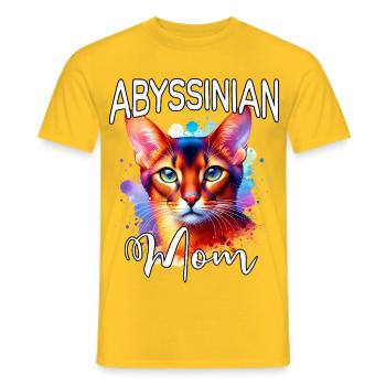 Abyssinian Cat Mom - Men's T-Shirt - yellow - Front - AI Model Male 178 dark (178cm)