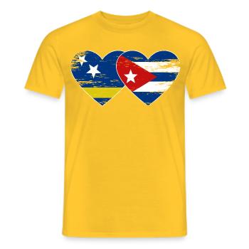 Cœur du drapeau de Curaçao Cuba utilisé - T-shirt homme - jaune - Devant - AI Model Male 178 dark (178cm)