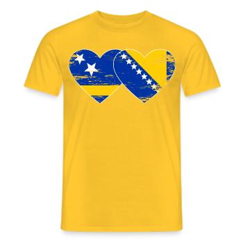Curacao_Bosnien_Flagge_Herz_used - T-shirt homme - jaune - Devant - AI Model Male 178 dark (178cm)