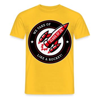 Class Of 26 – We Take Of Like A Rocket! (NEG Red) - Men's T-Shirt - yellow - Front - AI Model Male 178 dark (178cm)