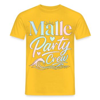 Malle Party Crew Mallorca Summer Holiday - Men's T-Shirt - yellow - Front - AI Model Male 178 dark (178cm)