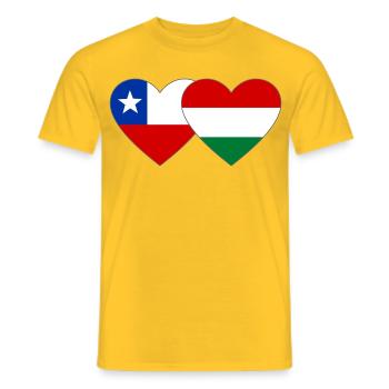 Bolivien_Ungarn_Flagge_Herz - Men's T-Shirt - yellow - Front - AI Model Male 178 dark (178cm)