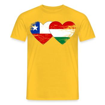 Bolivien_Ungarn_Flagge_Herz_used - Men's T-Shirt - yellow - Front - AI Model Male 178 dark (178cm)