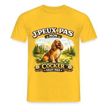 Cocker en nature: J'peux pas - T-shirt homme - jaune - Devant - AI Model Male 178 dark (178cm)