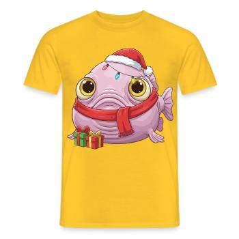 Drôle de Poisson-Blobfish - Noël avec... - T-shirt homme - jaune - Devant - AI Model Male 178 dark (178cm)