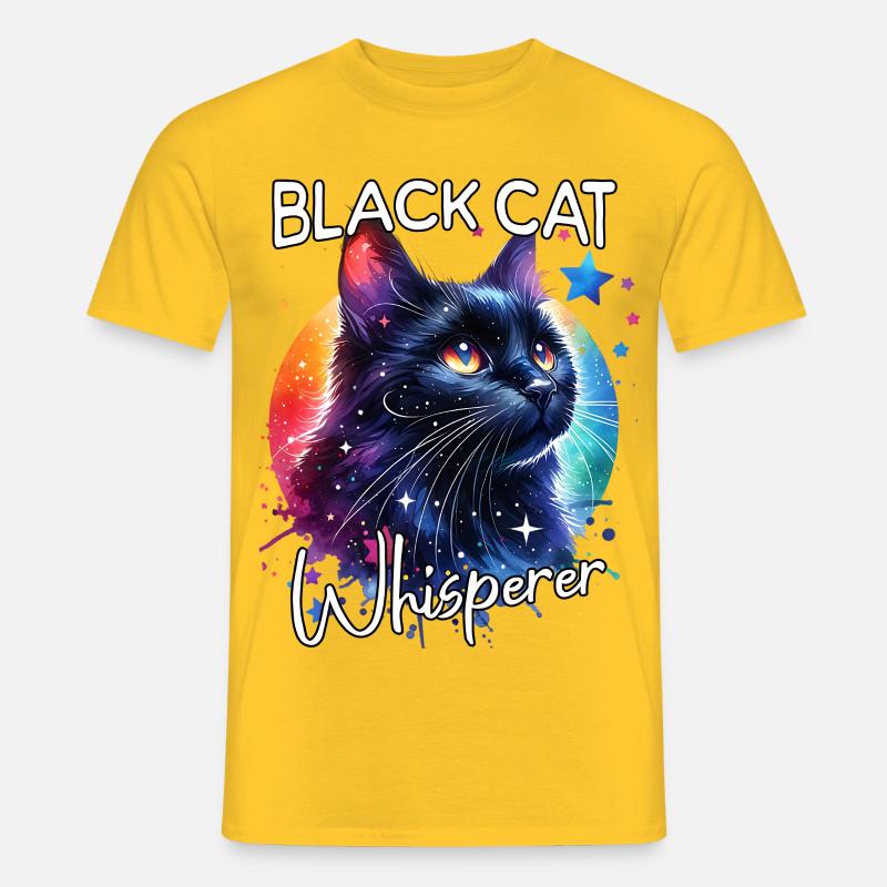 Schwarze Katze Flüsterer - Männer T-Shirt - Gelb