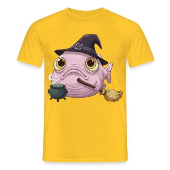 Poisson-Blobfish Drôle - Chapeau de Sorcière et Chaudron Magique - T-shirt homme - jaune - Devant - AI Model Male 178 dark (178cm)