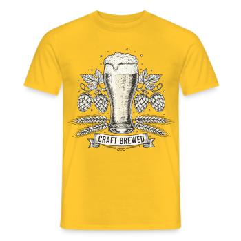 Verre à bière vintage - Bière artisanale brassée à la main - T-shirt homme - jaune - Devant - AI Model Male 178 dark (178cm)