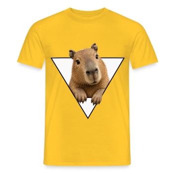 Kapybara in the Triangle - Men's T-Shirt - yellow - Front - AI Model Male 178 dark (178cm)