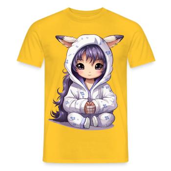 Chibi Häschen Hoodie Stil - Männer T-Shirt - Gelb - Vorne - AI Model Male 178 dark (178cm)