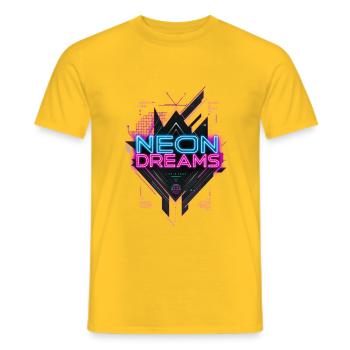 Neon Dreams - Cyberpunk Retrowave Style Top - Men's T-Shirt - yellow - Front - AI Model Male 178 dark (178cm)