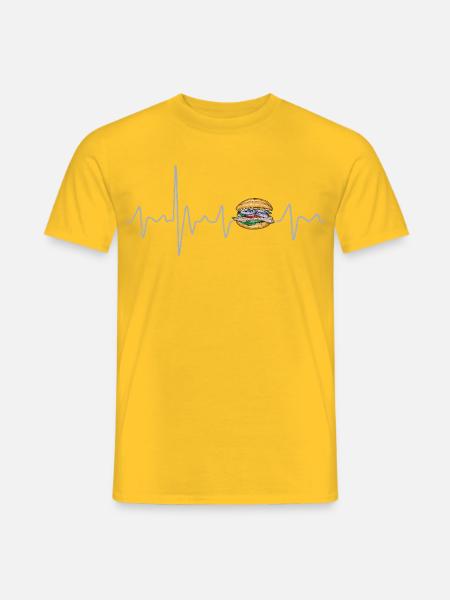 Fischbrötchen mit Heartbeat Matjes Design - Männer T-Shirt - Gelb