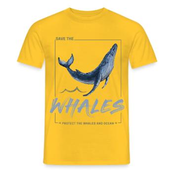 Whale Protects the Whales and the Sea Design - Men's T-Shirt - yellow - Front - AI Model Male 178 dark (178cm)