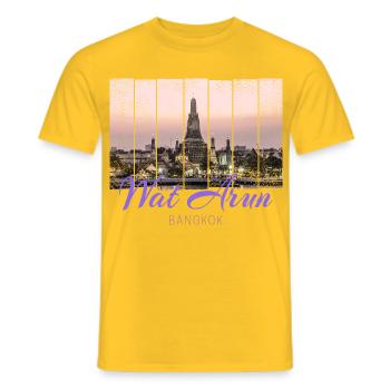 Temple Wat Arun à Bangkok, Thaïlande - T-shirt homme - jaune - Devant - AI Model Male 178 dark (178cm)