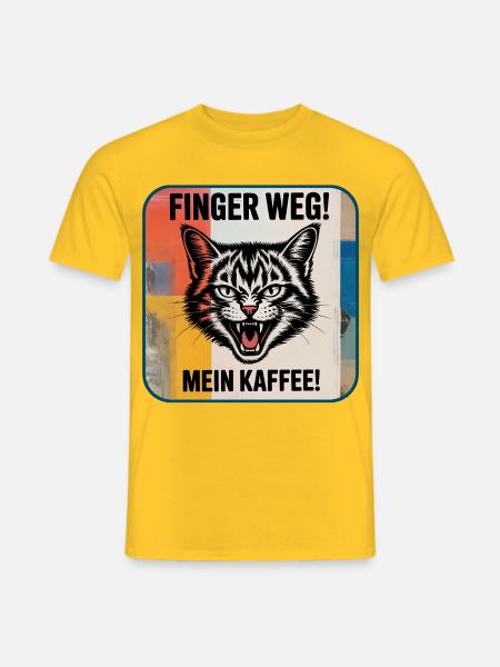 Finger Weg! Mein Kaffee Katzenspruch - Männer T-Shirt - Gelb