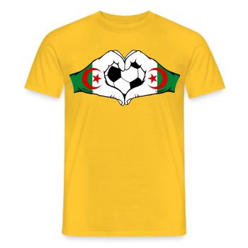 Algeria Flag Hands Heart Shape Football - Men's T-Shirt - yellow - Front - AI Model Male 178 dark (178cm)