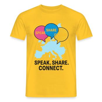 Connexion Europe des bulles de dialogue - T-shirt homme - jaune - Devant - AI Model Male 178 dark (178cm)