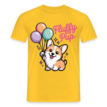 Corgi mit Ballons Geschenk für Corgi Fans - Männer T-Shirt - Gelb - Vorne - AI Model Male 178 dark (178cm)