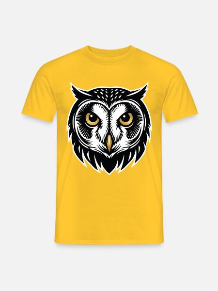 Eulen-Weisheit-Maskottchen-Logo Sport-Gaming-Geschenk - Männer T-Shirt - Gelb