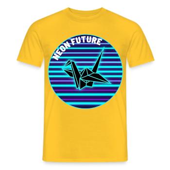 Origami Kranich (Retro Neon Cyberpunk) - Männer T-Shirt - Gelb - Vorne - AI Model Male 178 dark (178cm)