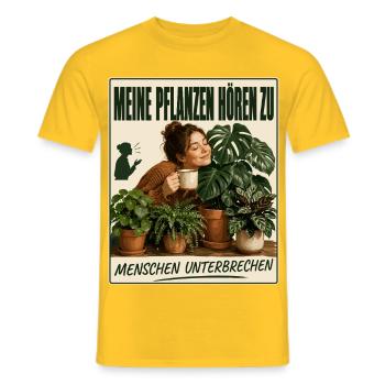 Meine Pflanzen hören zu, Menschen unterbrechen - Männer T-Shirt - Gelb - Vorne - AI Model Male 178 dark (178cm)