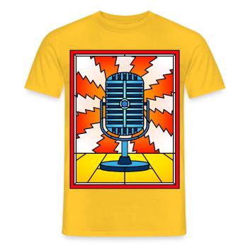 Stained Glass Vintage Microphone - Men's T-Shirt - yellow - Front - AI Model Male 178 dark (178cm)